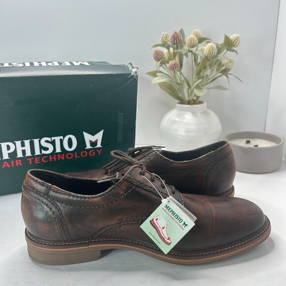 Mephisto Waino Leather Derby Shoes Lace Up Dark Brown Men 9 Tried On Comfort - Picture 6 of 10